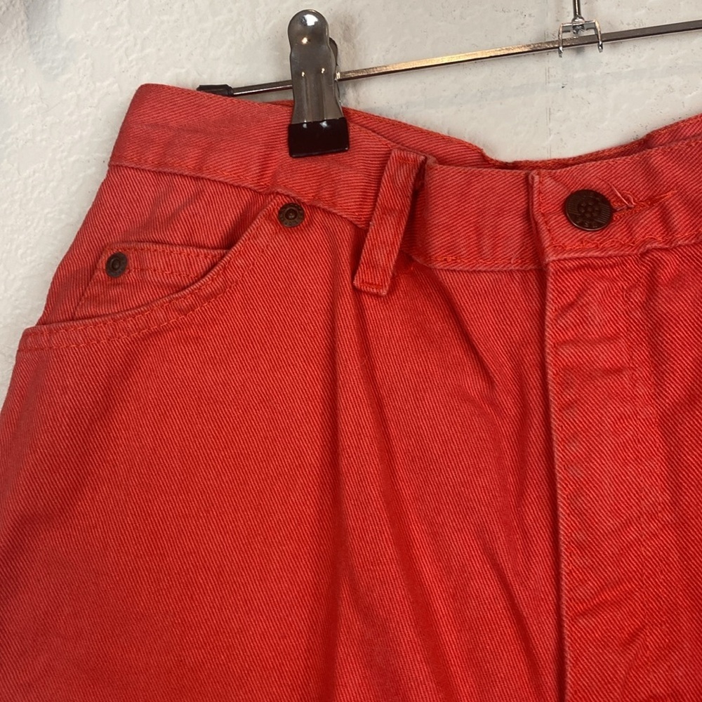 Vintage high rise red orange denim shorts - Picture 3 of 6